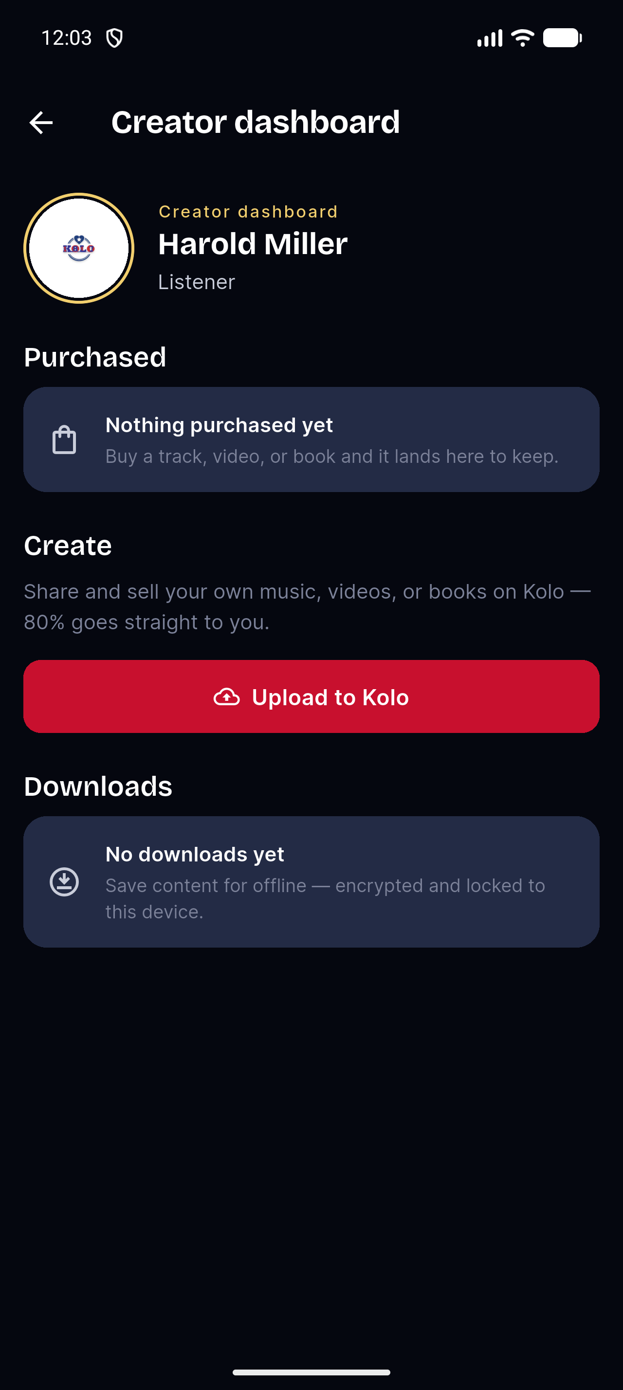 Creator dashboard